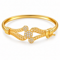 Gold tone geometric cubic zirconia bracelet with elegant design for women