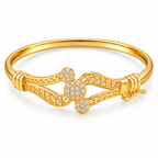 Gold tone geometric cubic zirconia bracelet with elegant design for women