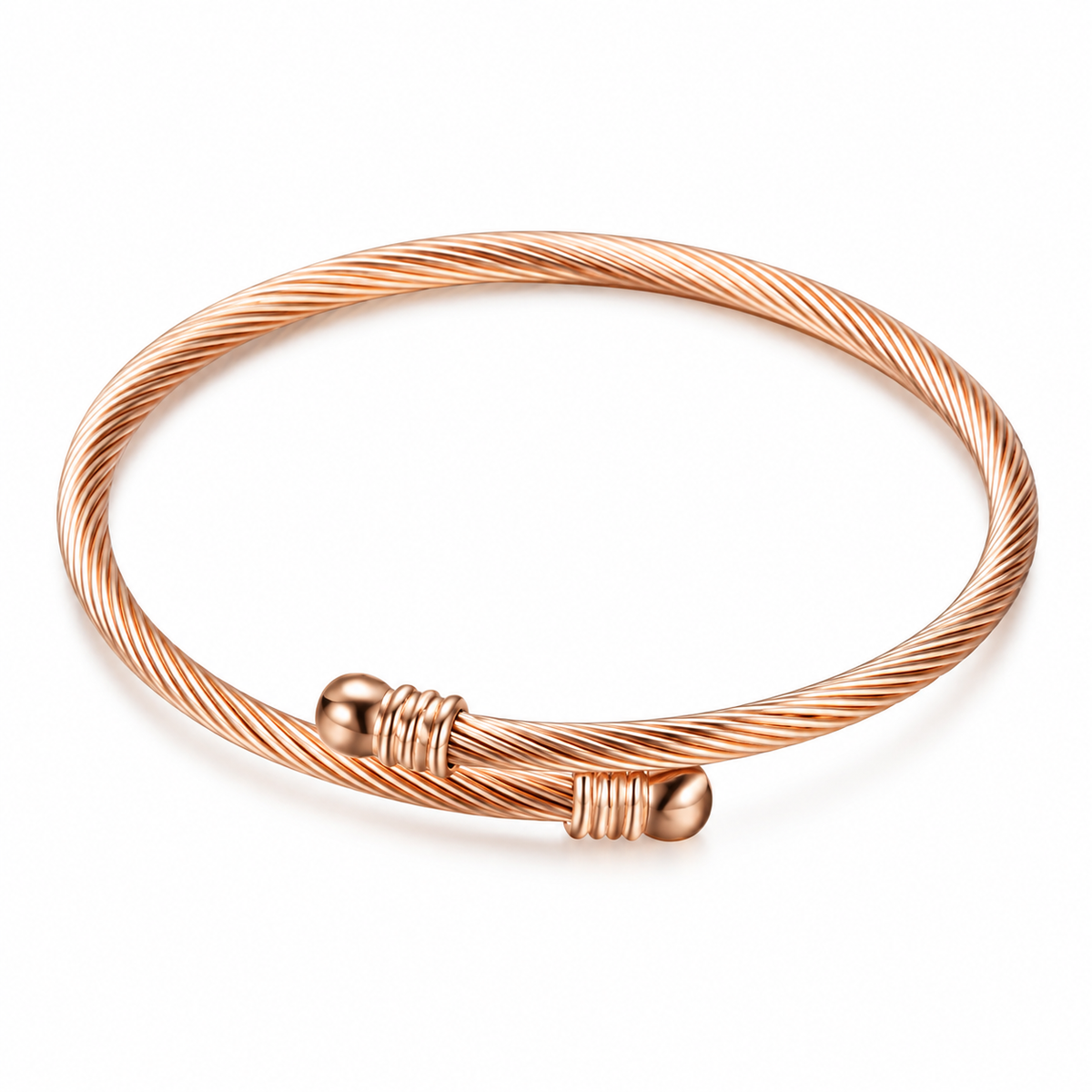 Rose gold titanium steel cuff bracelet with minimalist geometric design for women